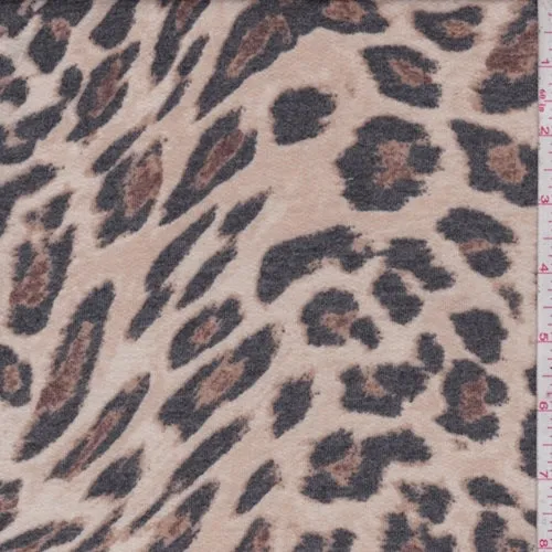 1 1/2 YD PC-Sand Leopard French Terry Knit Fabric