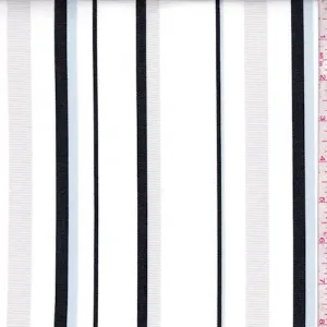 1 5/8 YD PC-White/Black/Blue Leno Stripe Shirting Fabric