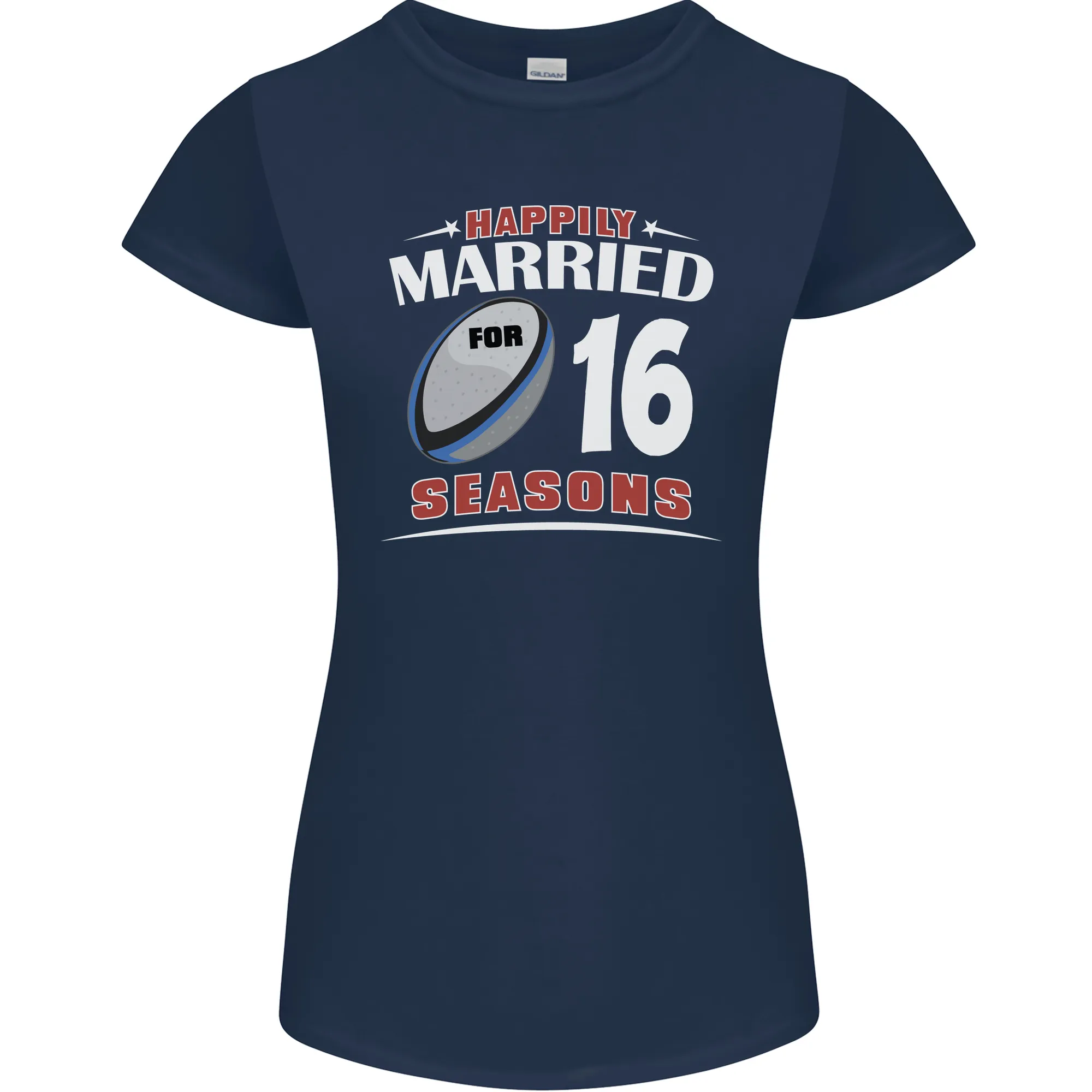 16 Year Wedding Anniversary 16th Rugby Womens Petite Cut T-Shirt