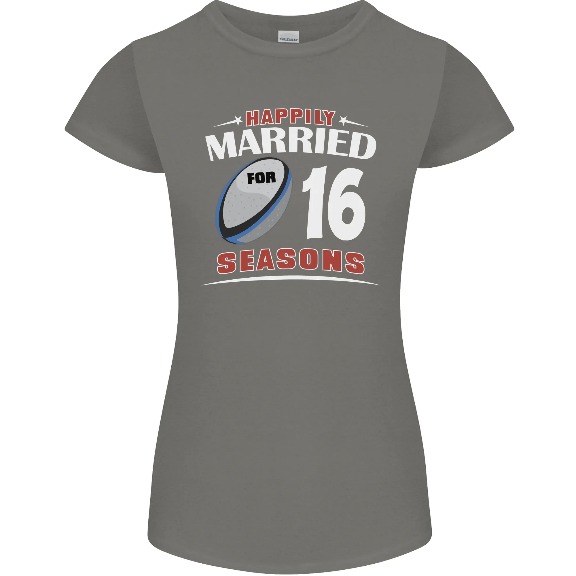 16 Year Wedding Anniversary 16th Rugby Womens Petite Cut T-Shirt