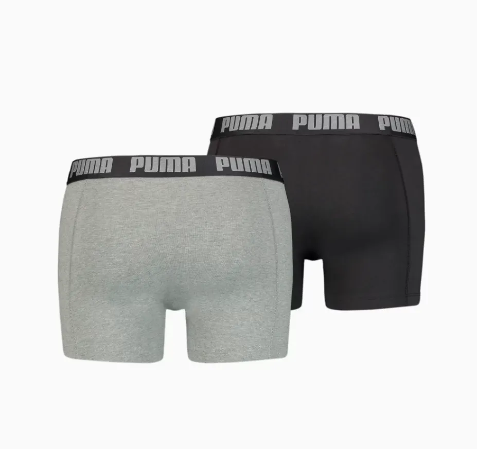 521015001691, Puma, Men's 2Pk Boxers - Dark Grey Melange/Black