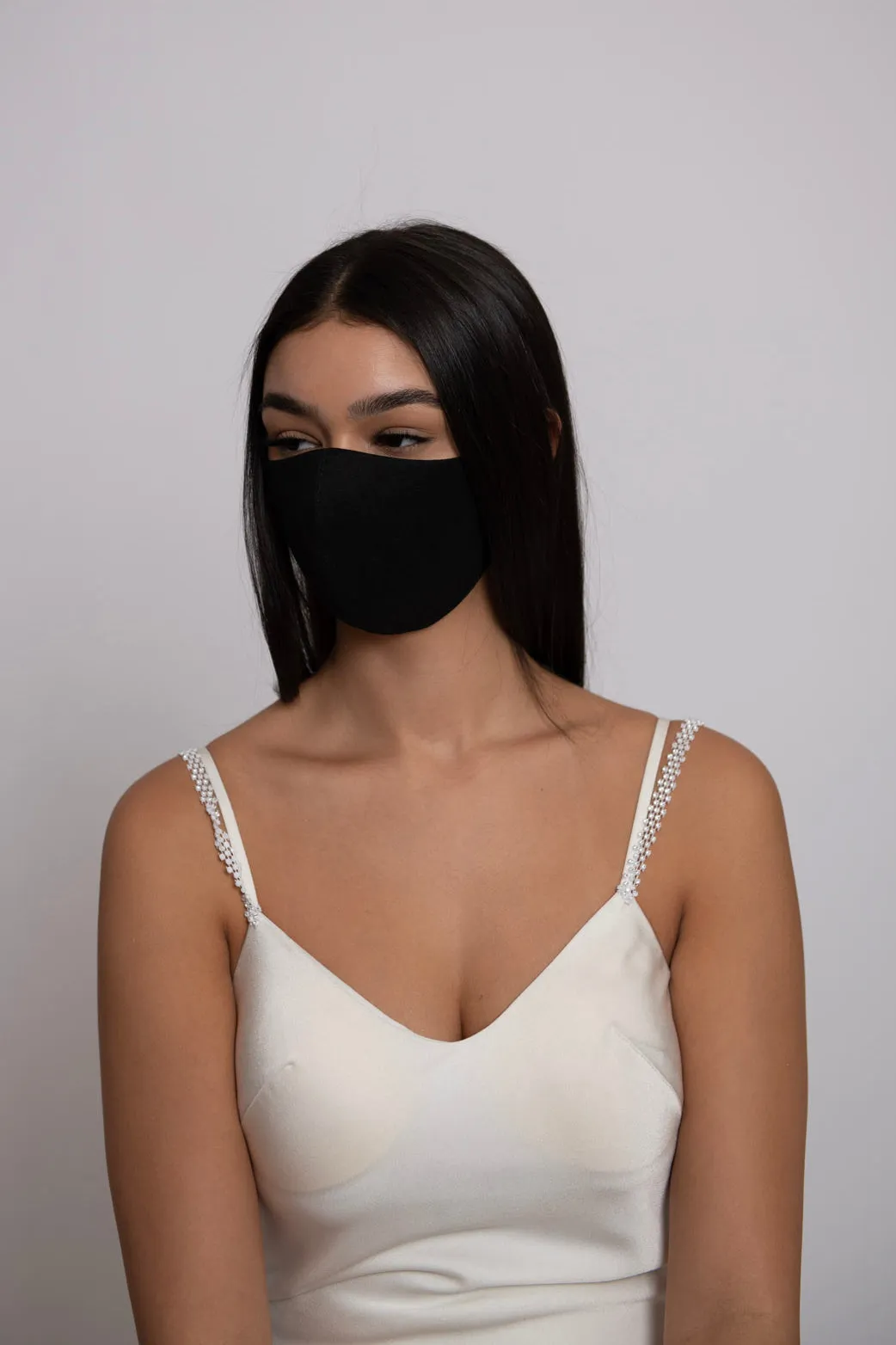 Adjustable Black Lightweight Taffeta Mask