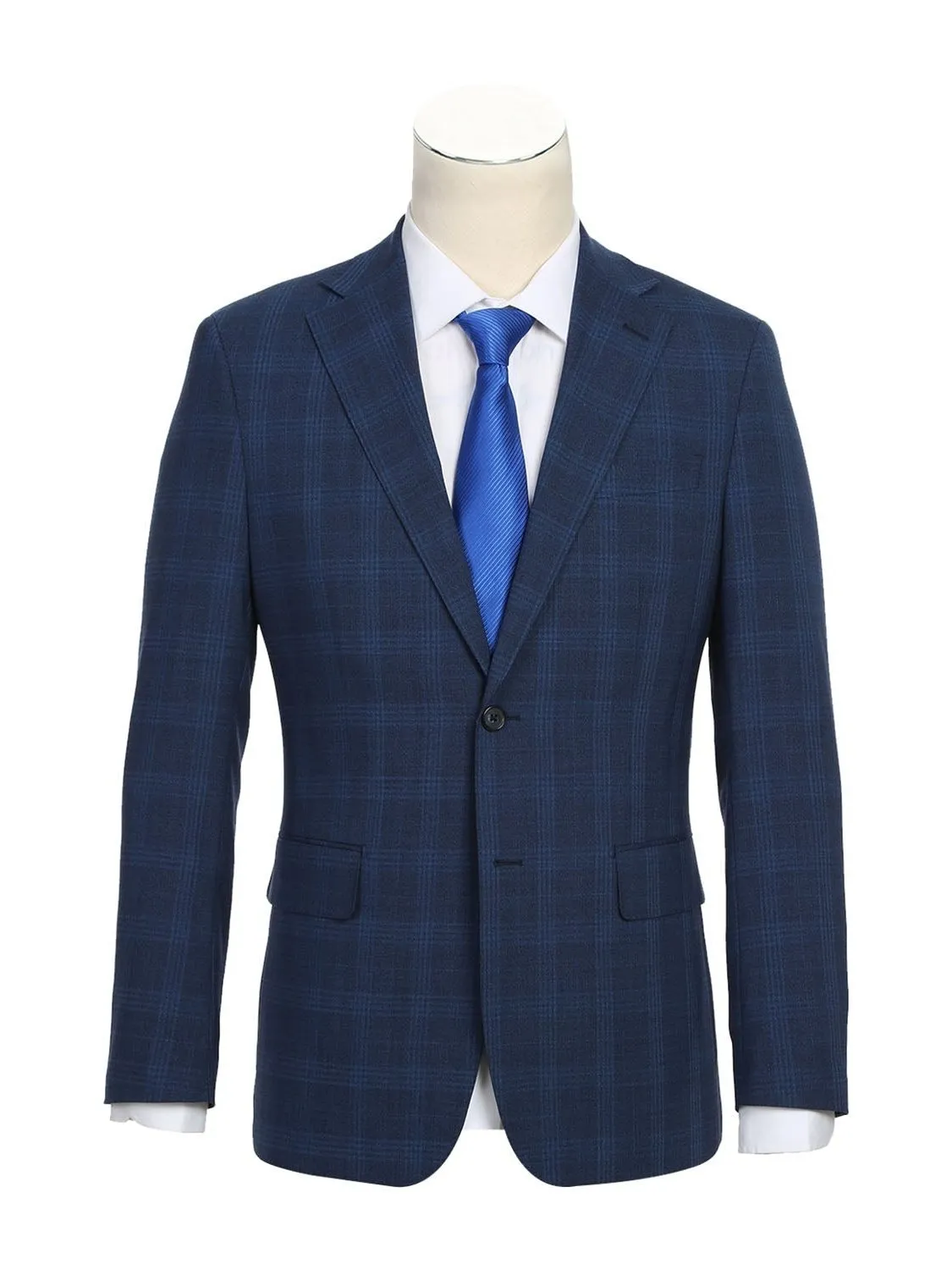 Airforce Blue Plaid Wool Suit