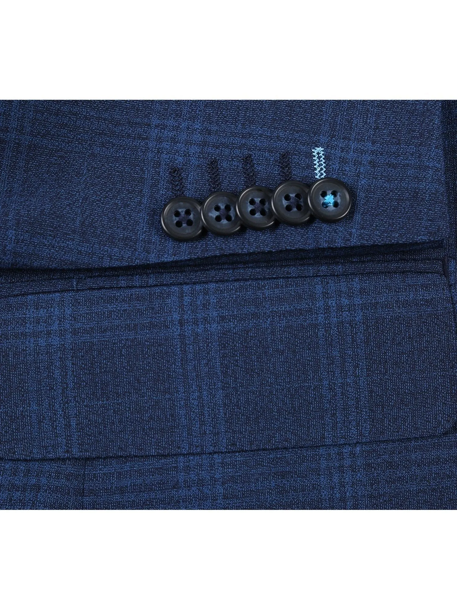 Airforce Blue Plaid Wool Suit