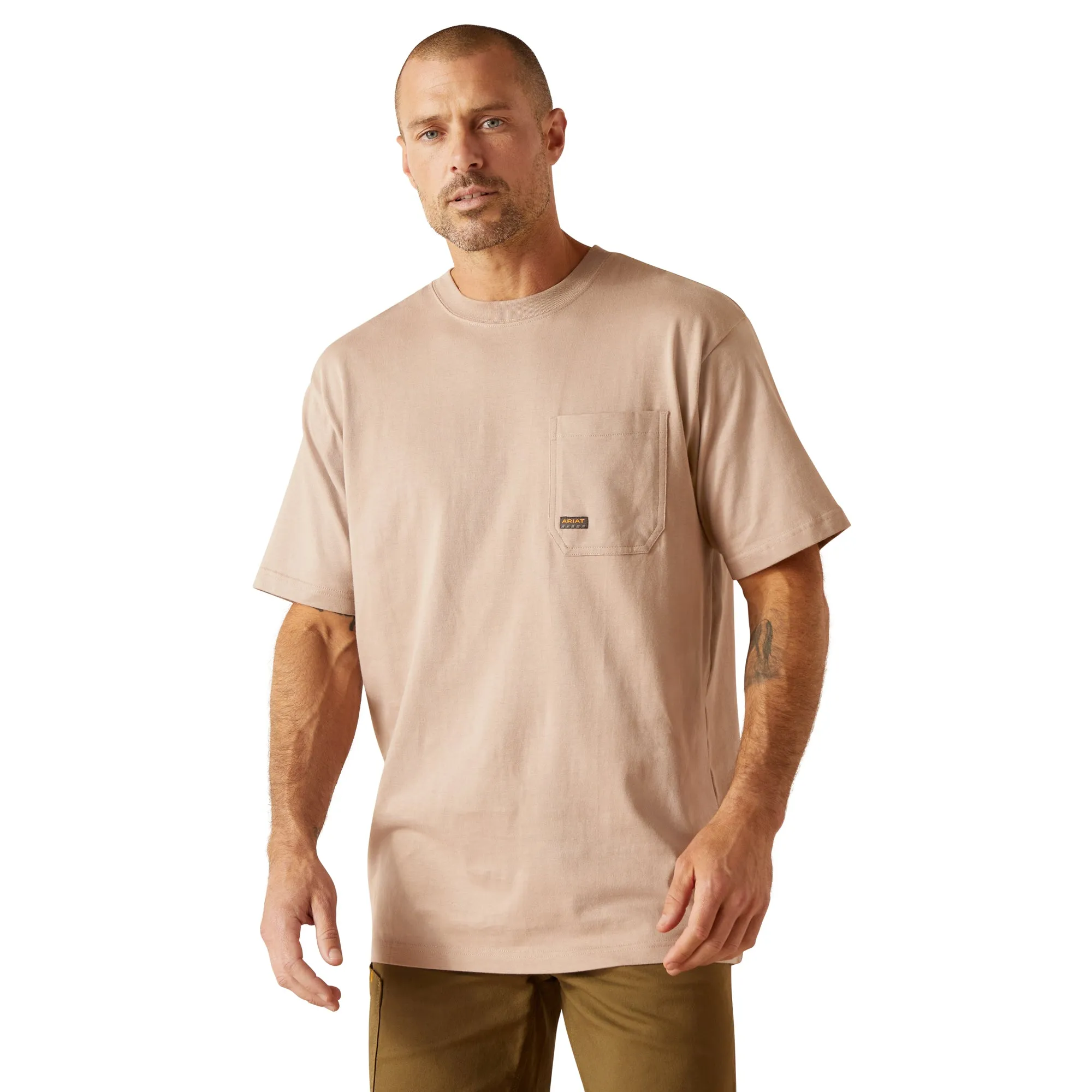 Ariat Men's Rebar Cotton Strong Stacking Dimes T-Shirt - Bark