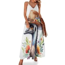 Australian Animals Emu Spaghetti Strap Ankle-Length Dress Long dress