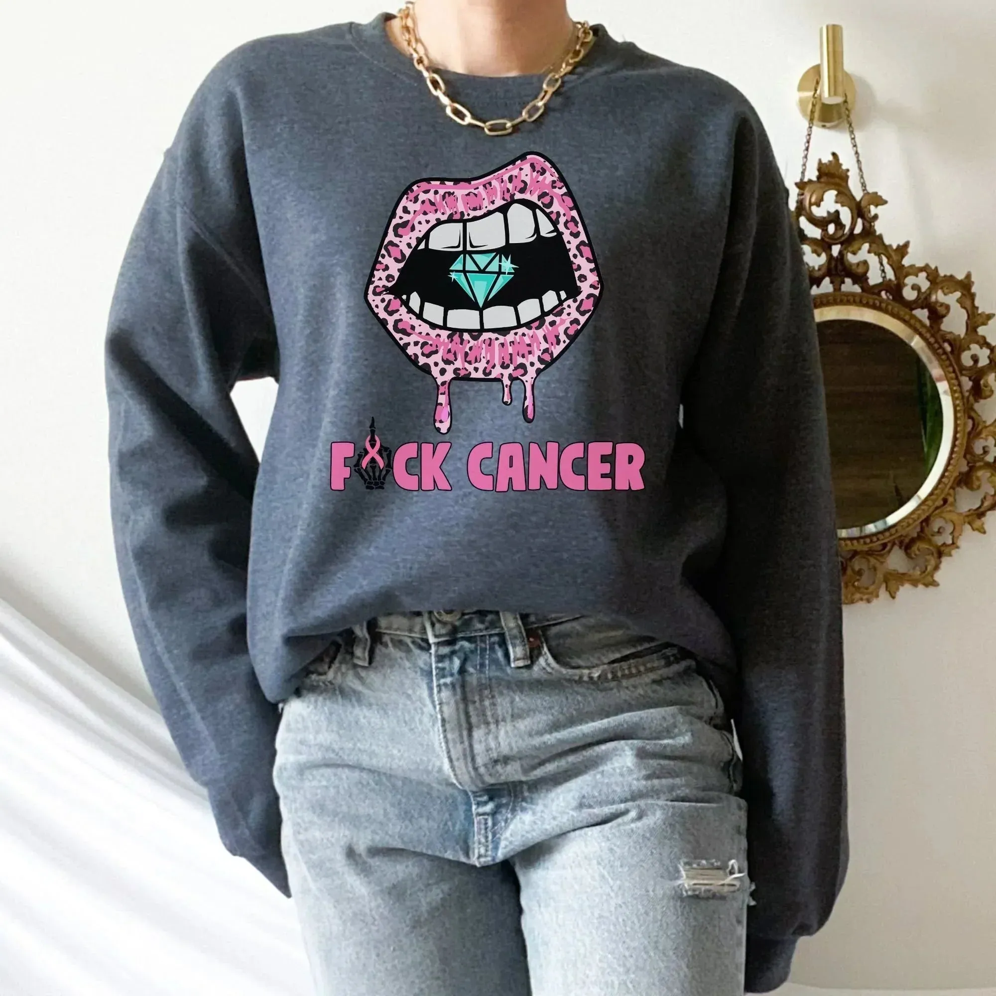 Breast Cancer Shirt, Never Give Up, Breast Cancer Gifts, Cancer Survivor Sweatshirt, Pink Fuck Cancer Tee, Awareness Month, Women's Hoodie