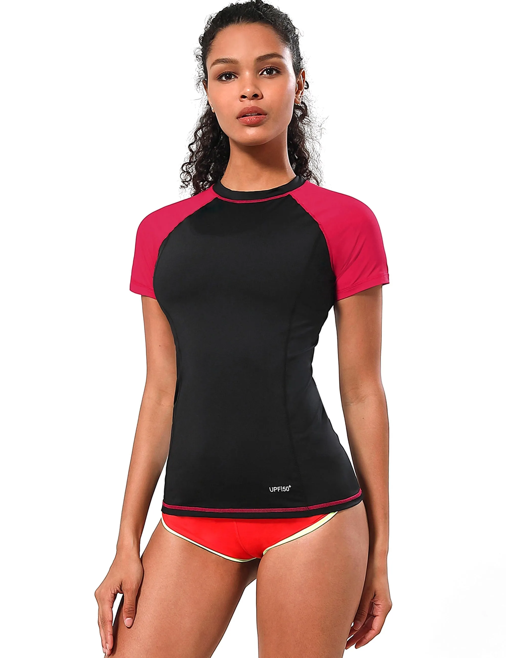 BUBBLELIME 84P/16S Short Sleeve Rashguard for Women Mix Color_yoga