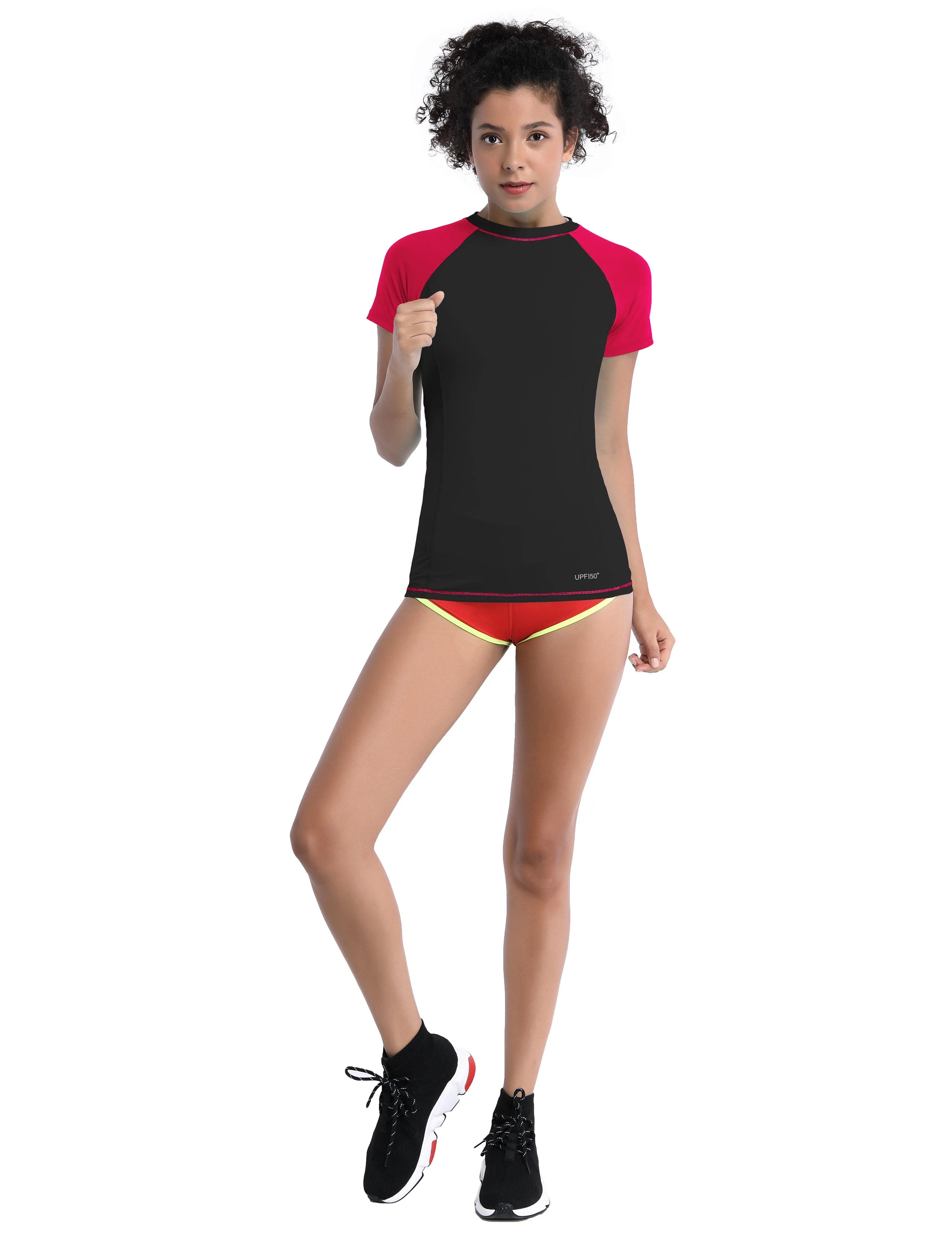 BUBBLELIME 84P/16S Short Sleeve Rashguard for Women Mix Color_yoga