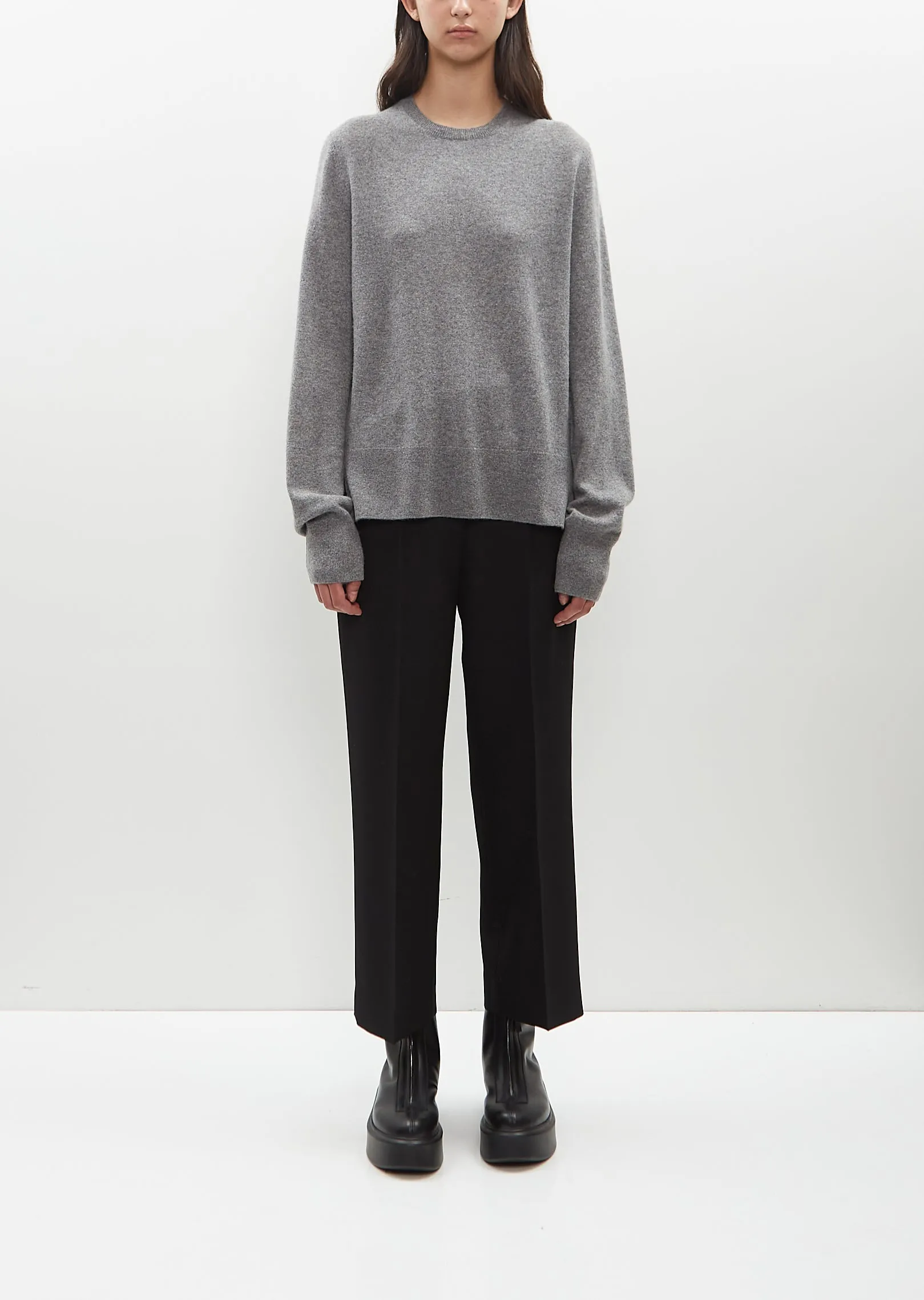 Cashmere Crewneck Sweater — Grey Mèlange