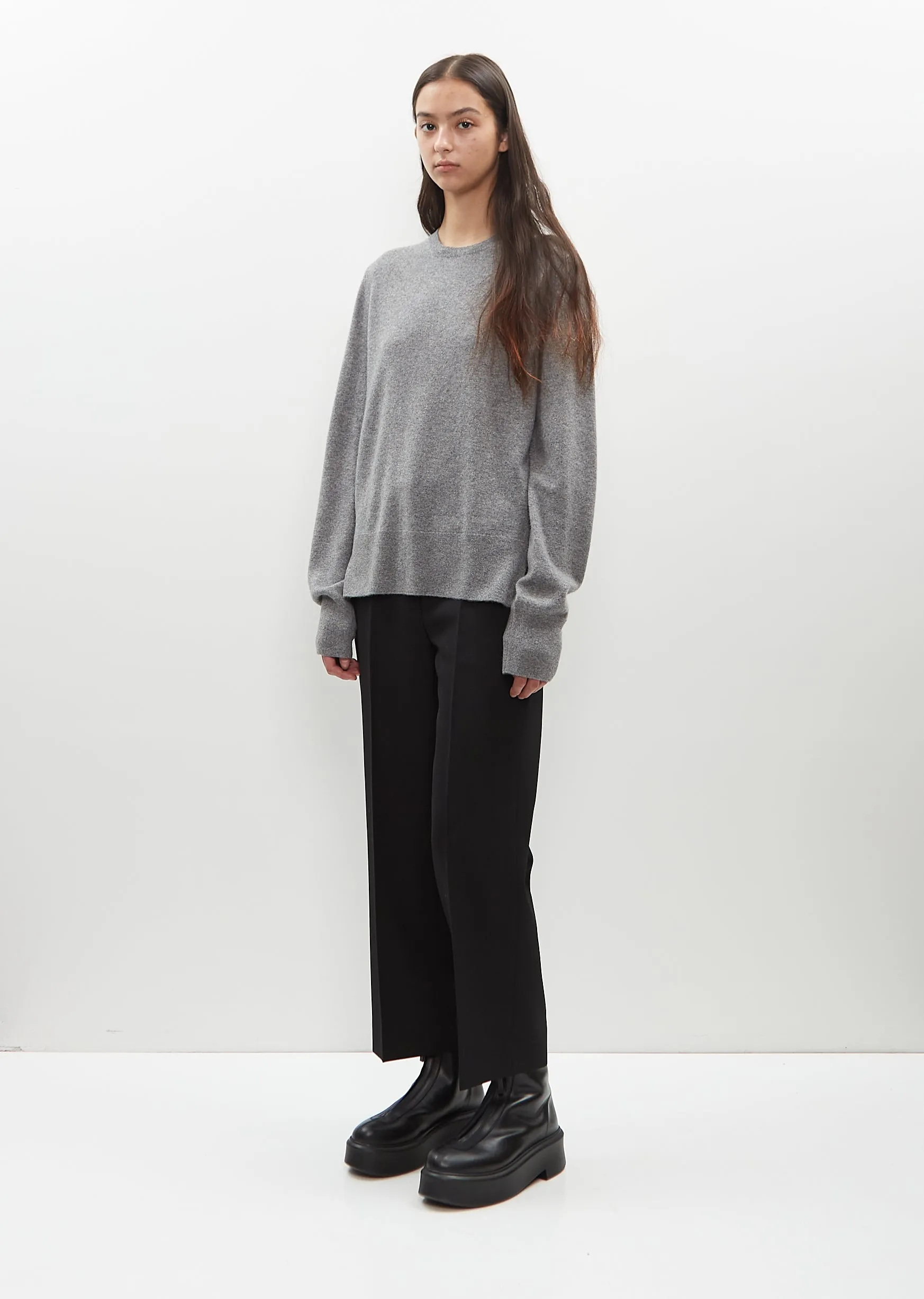 Cashmere Crewneck Sweater — Grey Mèlange