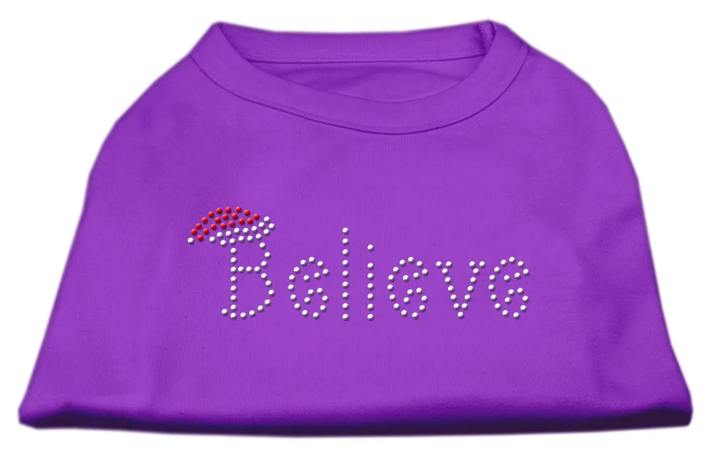 Christmas Pet Dog & Cat Shirt Rhinestone, "Believe"