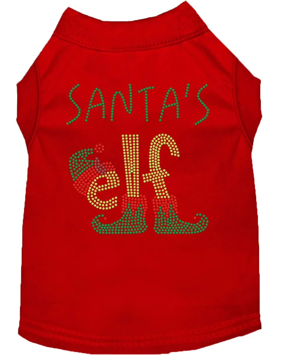 Christmas Pet Dog & Cat Shirt Rhinestone, "Santa's Elf"