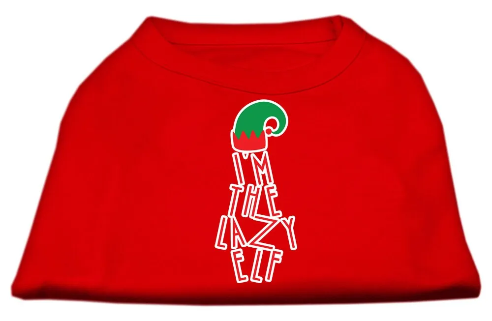 Christmas Pet Dog & Cat Shirt Screen Printed, "I'm The Lazy Elf"