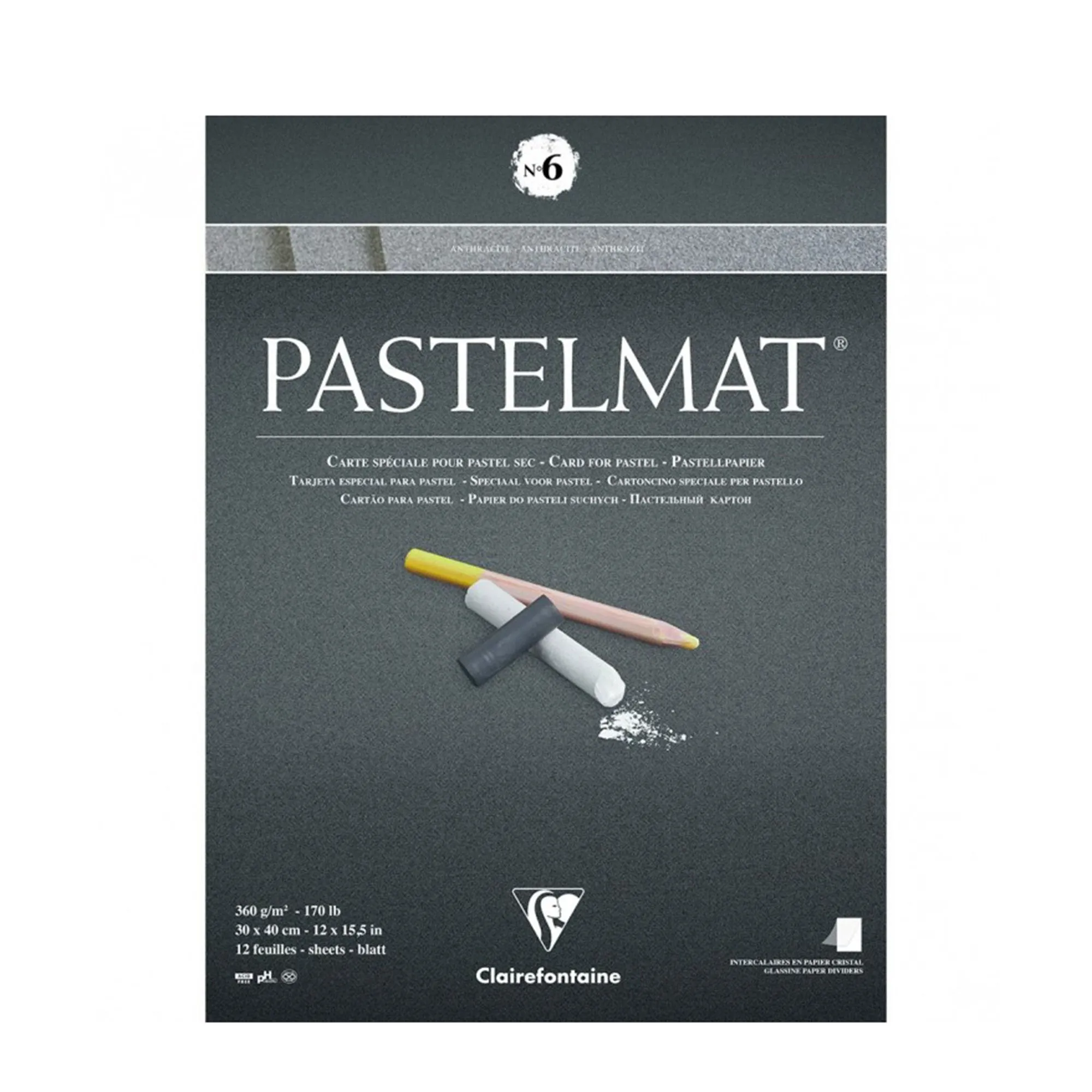 Clairefontaine Pastelmat Pad No. 6 - 360gsm - 30x40cm - ANTHRACITE