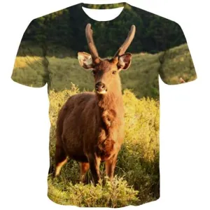 Deer T shirts Men Animal T shirts Funny Christmas Tshirt Anime Hip Hop Tshirts Casual Harajuku T-shirts 3d Short Sleeve summer