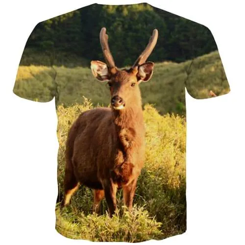 Deer T shirts Men Animal T shirts Funny Christmas Tshirt Anime Hip Hop Tshirts Casual Harajuku T-shirts 3d Short Sleeve summer