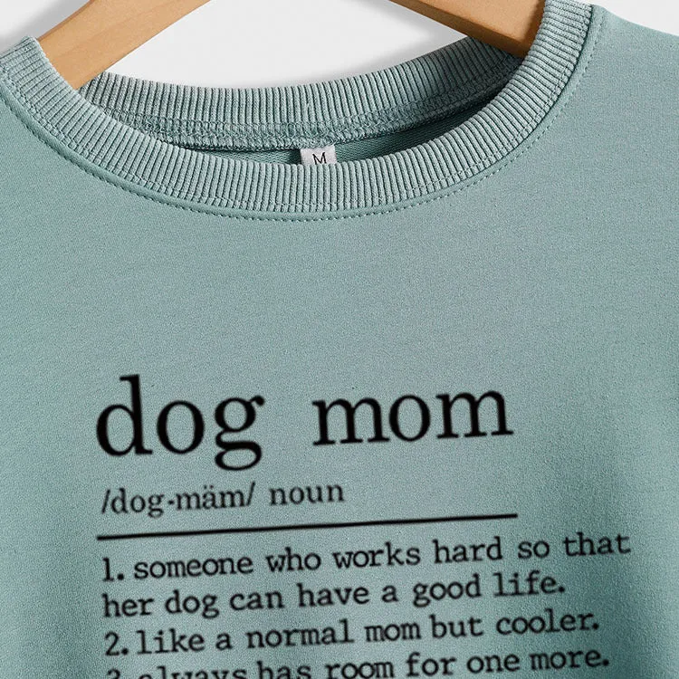 Dog Mom Letter Printing Round Neck Short Sleeved Sweater Women