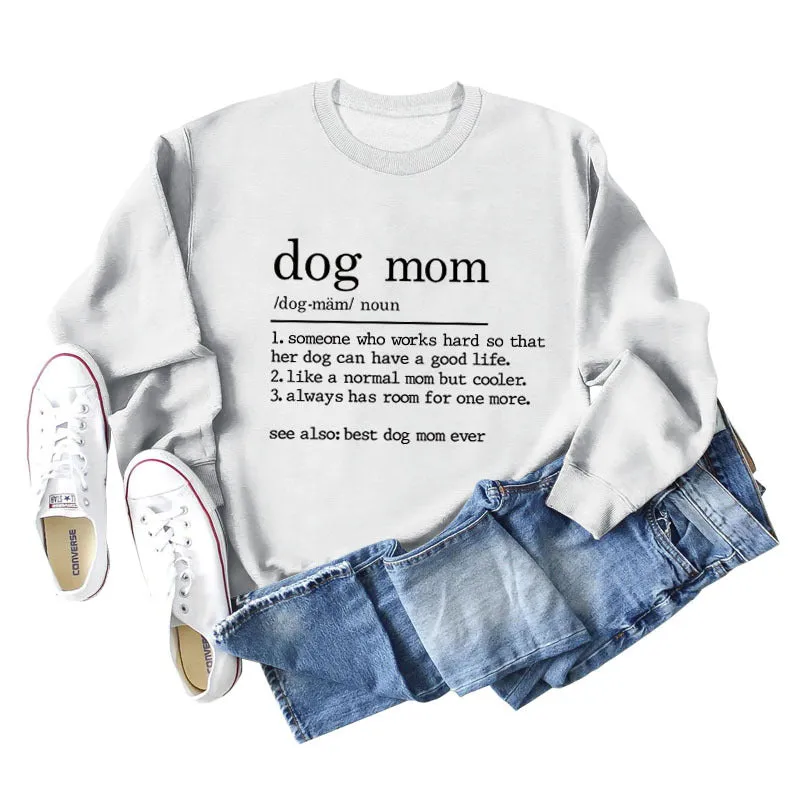 Dog Mom Letter Printing Round Neck Short Sleeved Sweater Women