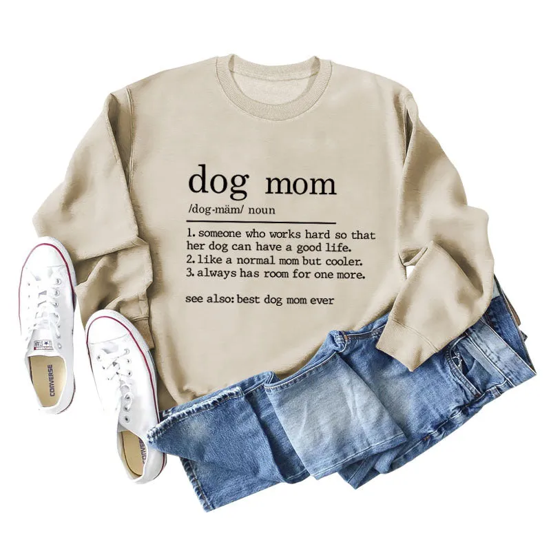 Dog Mom Letter Printing Round Neck Short Sleeved Sweater Women