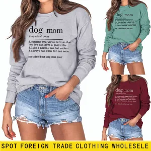 Dog Mom Letter Printing Round Neck Short Sleeved Sweater Women