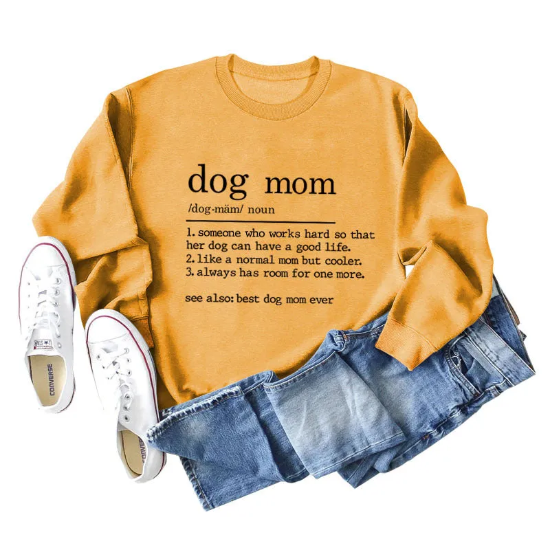 Dog Mom Letter Printing Round Neck Short Sleeved Sweater Women