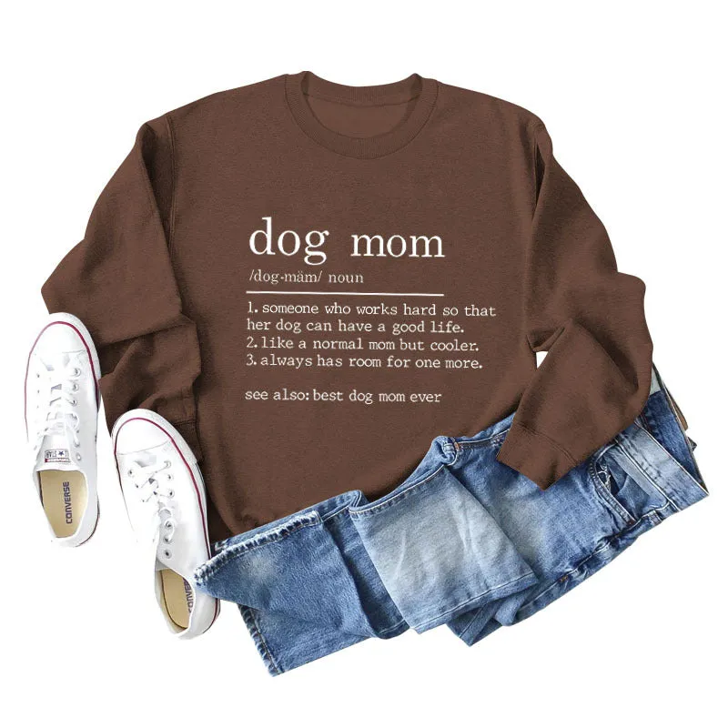 Dog Mom Letter Printing Round Neck Short Sleeved Sweater Women