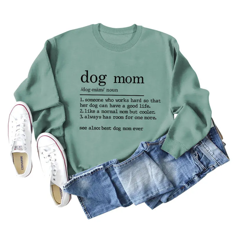 Dog Mom Letter Printing Round Neck Short Sleeved Sweater Women