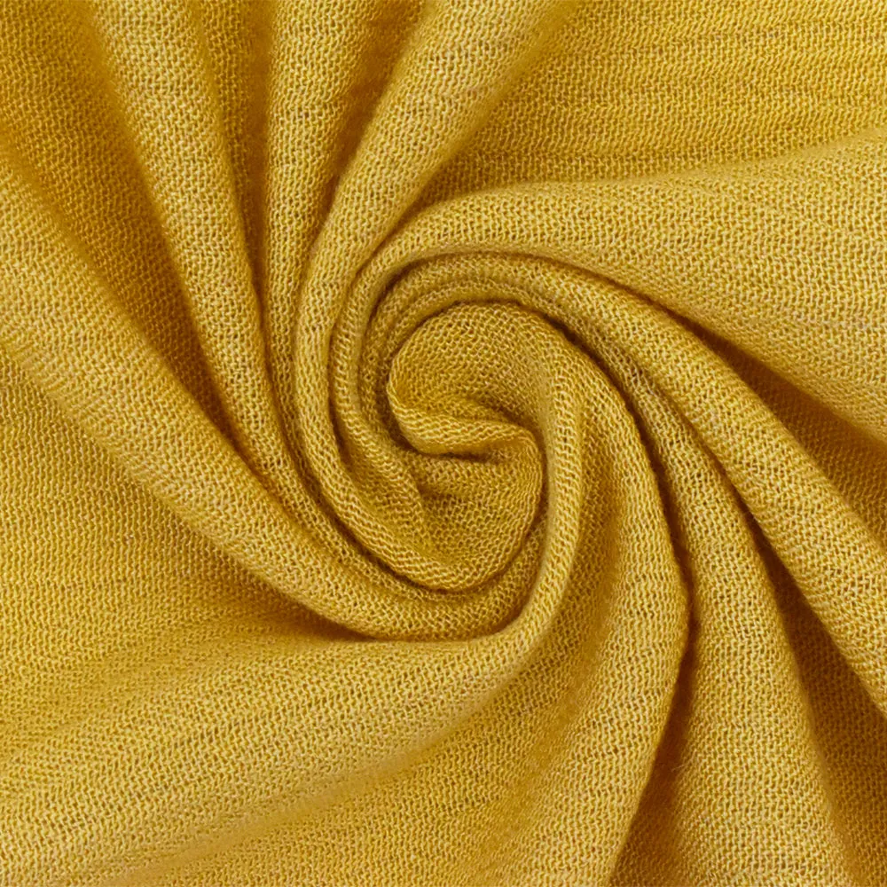 Earth Yellow Famous Designer Crepe Rayon Gauze Woven Fabric