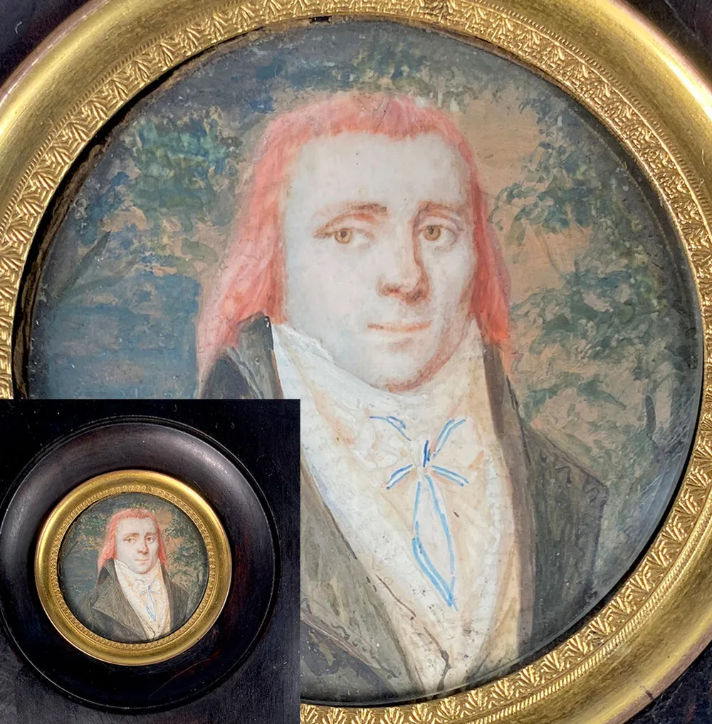 Elegant c.1795-99 French Portrait Miniature of an Incroyable et Merveilleuse Protester, Revolution