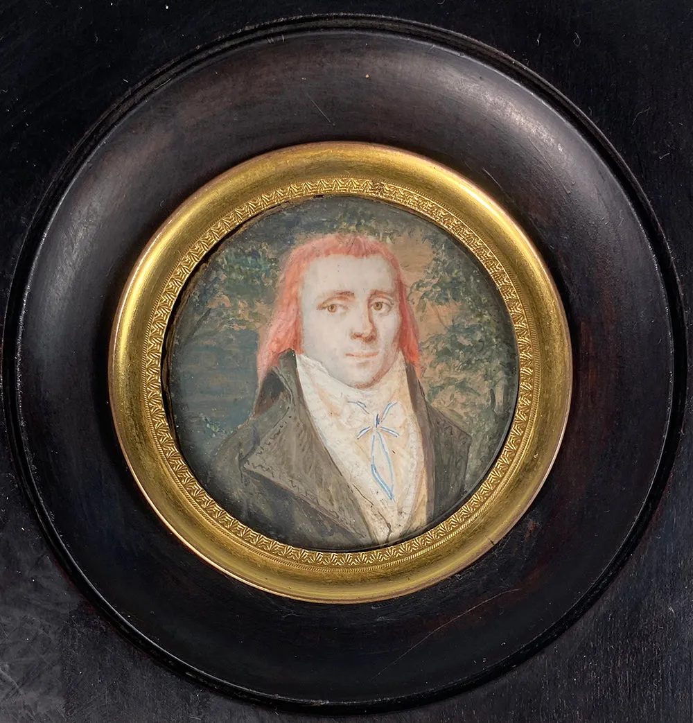 Elegant c.1795-99 French Portrait Miniature of an Incroyable et Merveilleuse Protester, Revolution