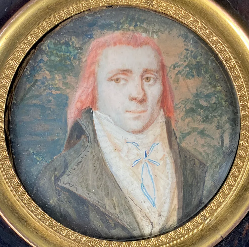 Elegant c.1795-99 French Portrait Miniature of an Incroyable et Merveilleuse Protester, Revolution