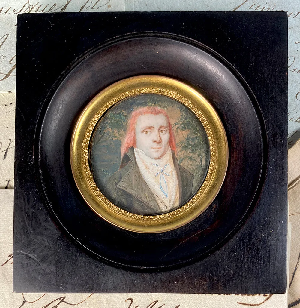 Elegant c.1795-99 French Portrait Miniature of an Incroyable et Merveilleuse Protester, Revolution