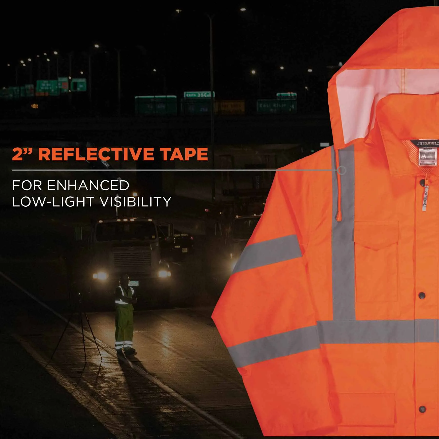 Ergodyne 24368 8366 4XL Orange Class 3 Lightweight Hi-Vis Rain Jacket