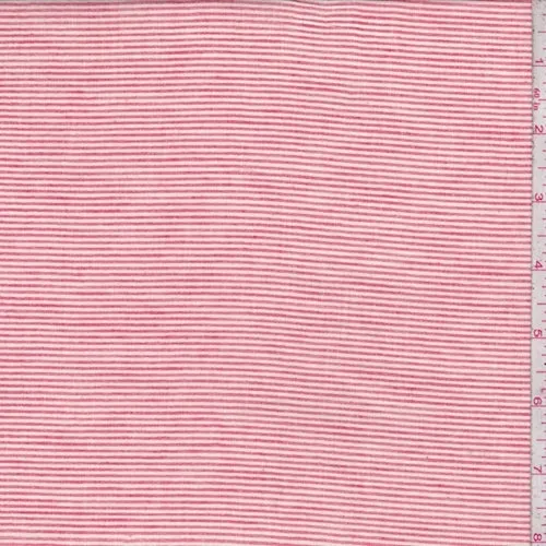 Fire Red/Ivory Pinstripe Cotton Lawn Fabric