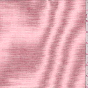 Fire Red/Ivory Pinstripe Cotton Lawn Fabric