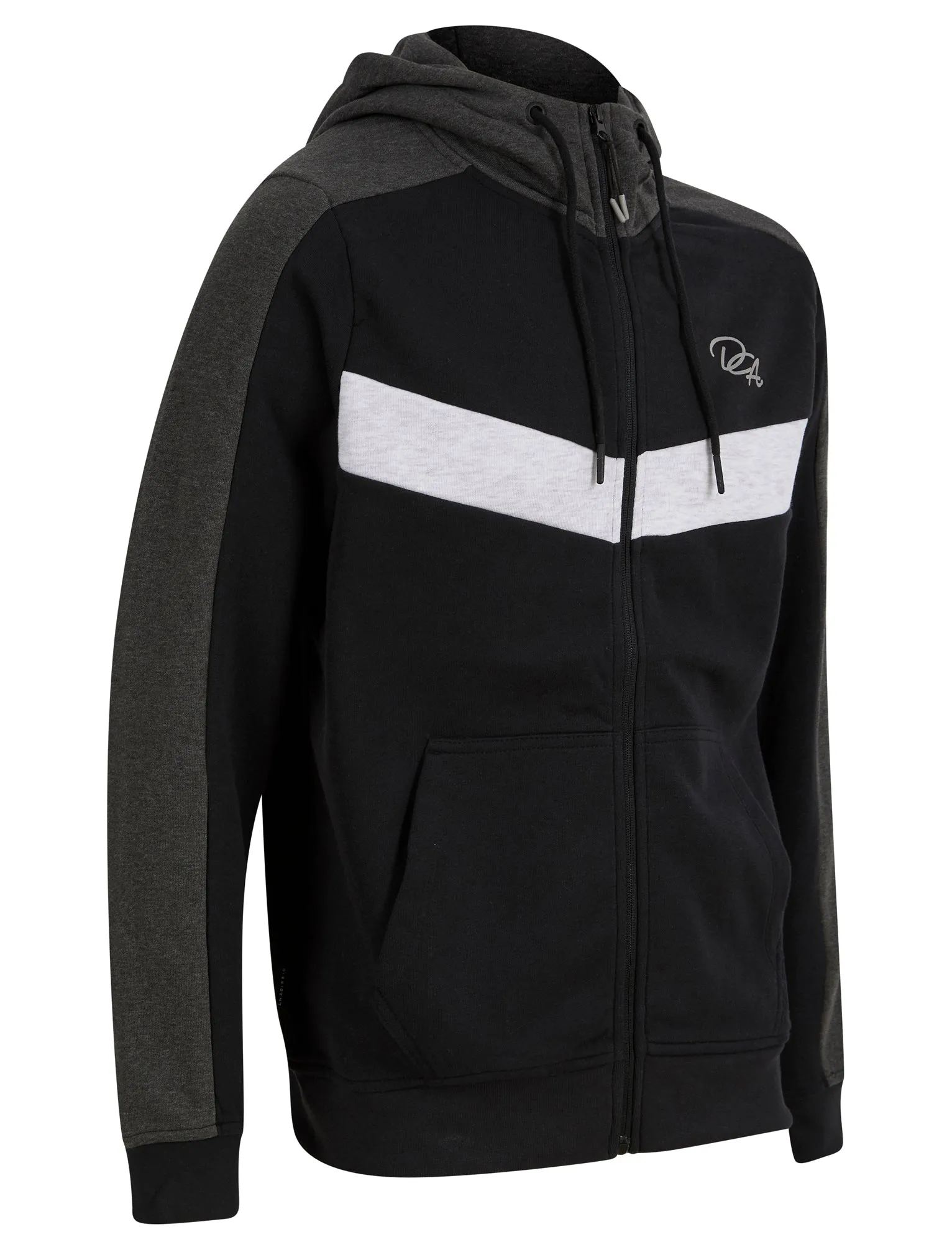 Forseti Zip Through Hoodie with Chevron Detail in Jet Black - Dissident