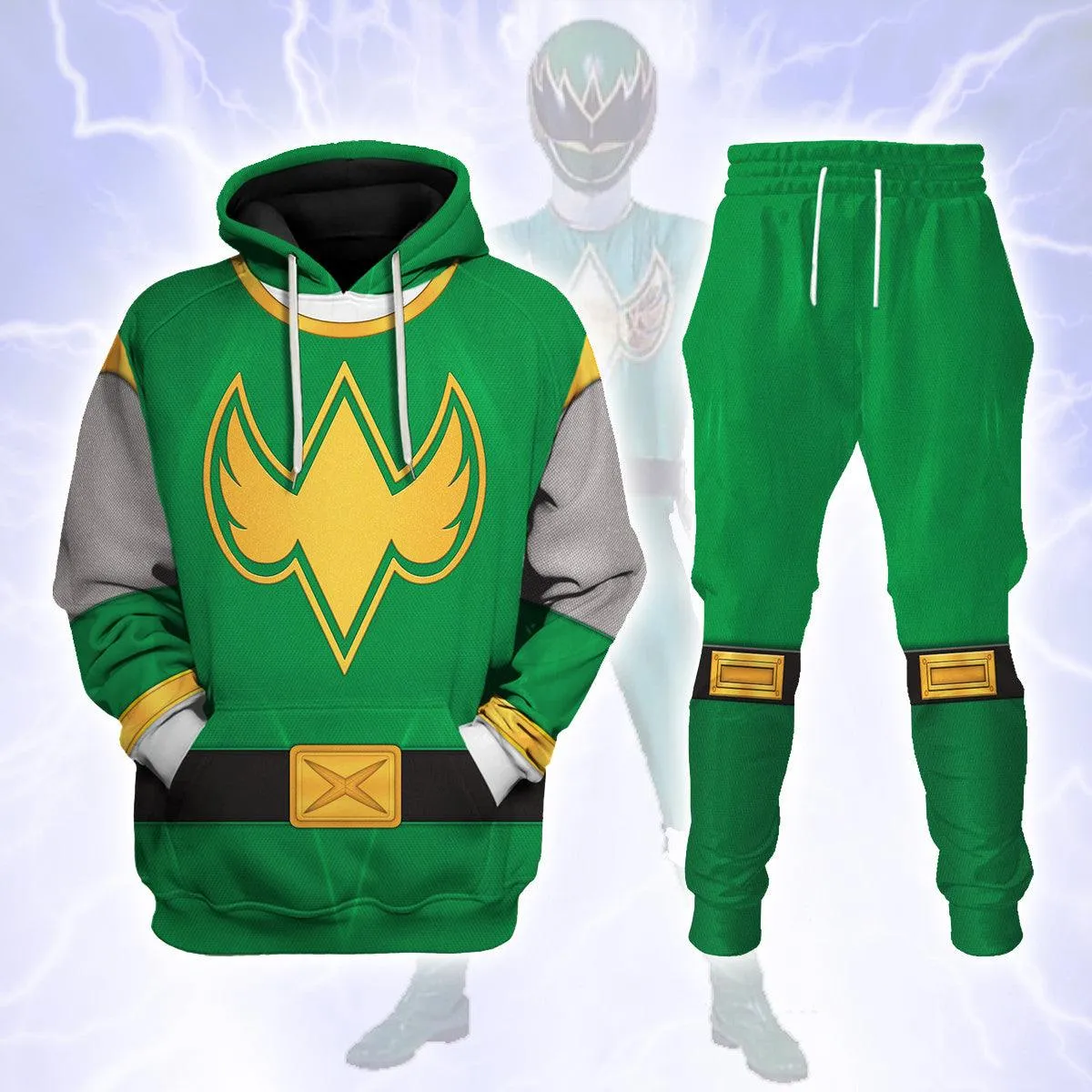 Gearhomie Power Rangers Ninja Storm Green Ranger Hoodies Sweatshirt T-shirt Hawaiian Tracksuit