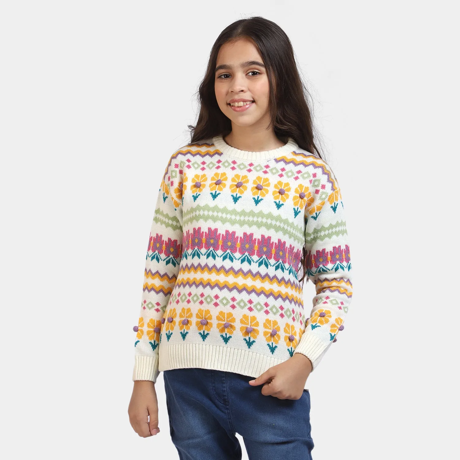 Girls Knitted Sweater -Multi