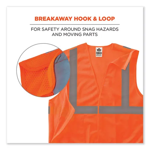 Glowear 8215ba-s Single Size Class 2 Economy Breakaway Mesh Vest, Polyester, Small, Orange, Ships In 1-3 Business Days