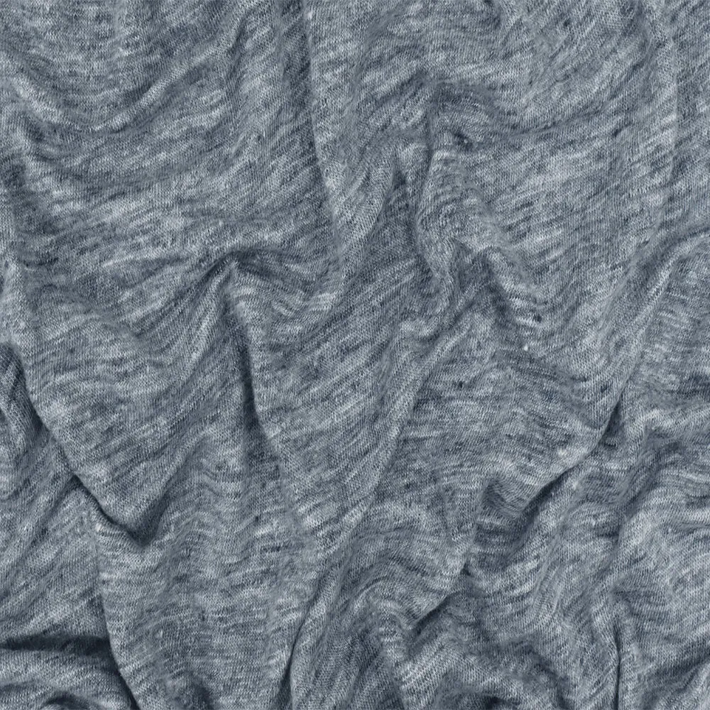 Heather Steel Blue-White Cotton Jersey Knit Fabric