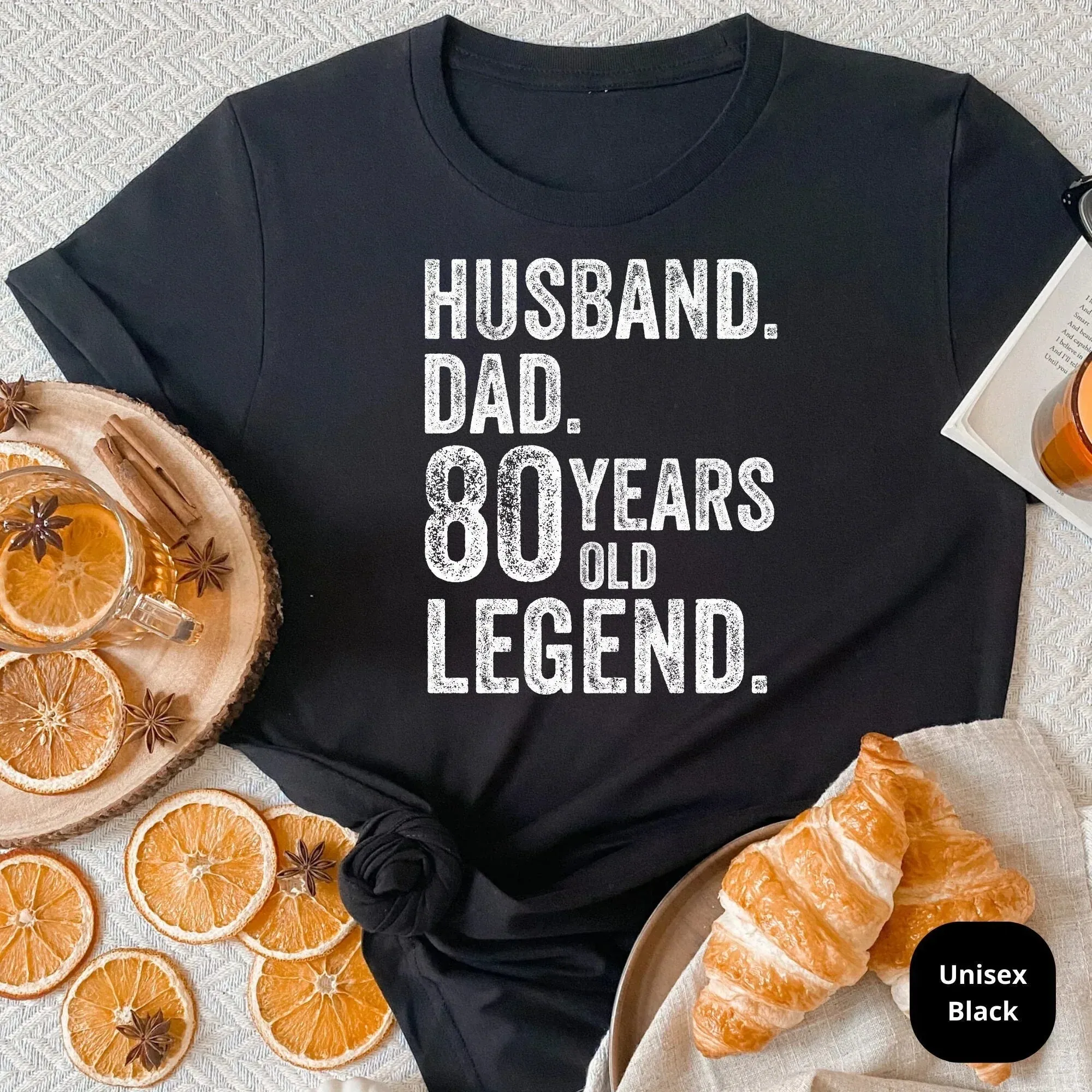 Husband, Dad, 80 Year Old Legend, Celebrate a Lifetime of Memories with Our Customizable 80th Birthday Shirt