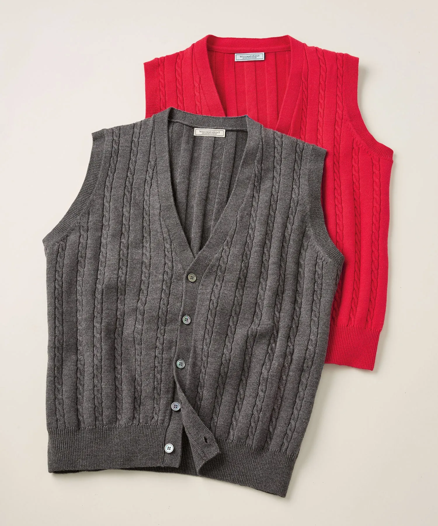 Italian Merino Wool Button-Front Cable Sweater Vest