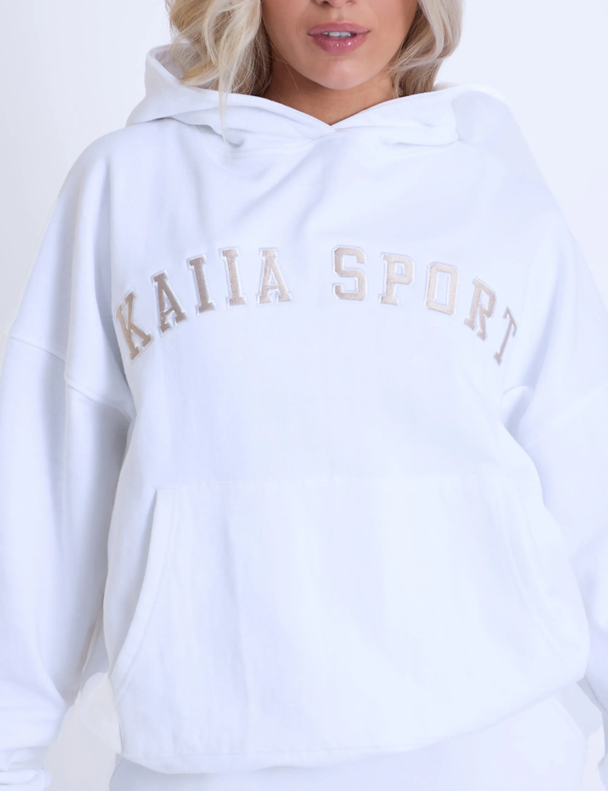 Kaiia Sport Oversized Hoodie White & Beige