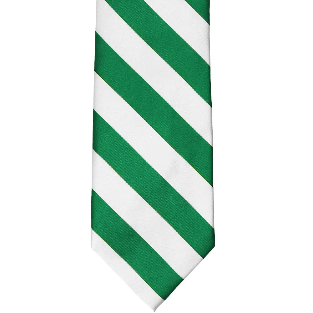 Kelly Green and White Striped Tie