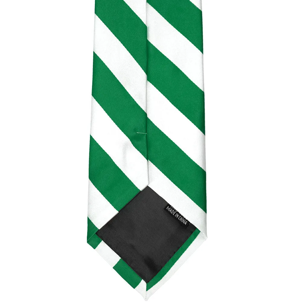 Kelly Green and White Striped Tie