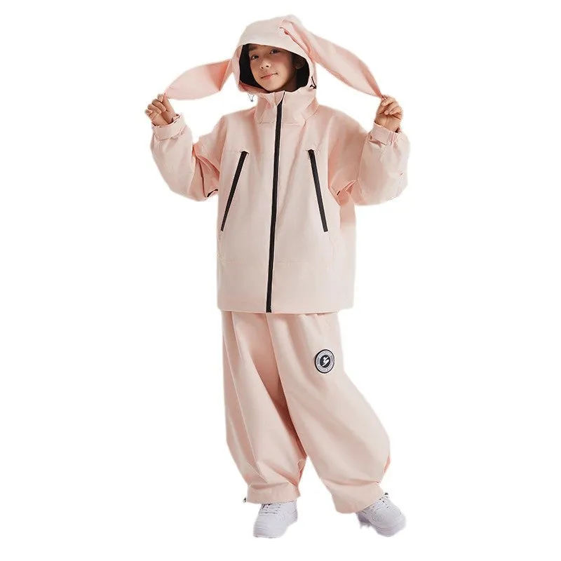 Kids Rabbit Ears Hooded Snow Suits