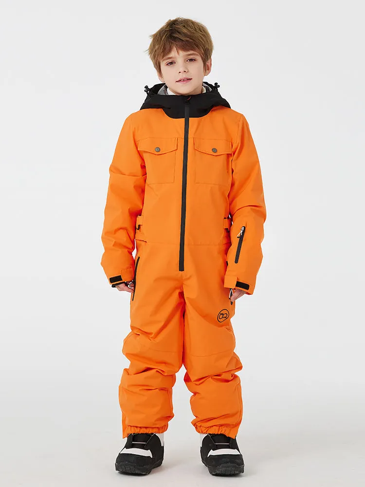 Kid's Unisex One Piece Snow Suits Half-zip Snow Jumpsuits