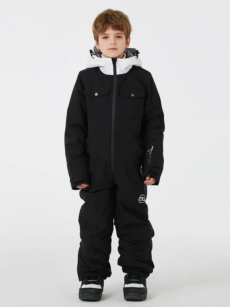 Kid's Unisex One Piece Snow Suits Half-zip Snow Jumpsuits