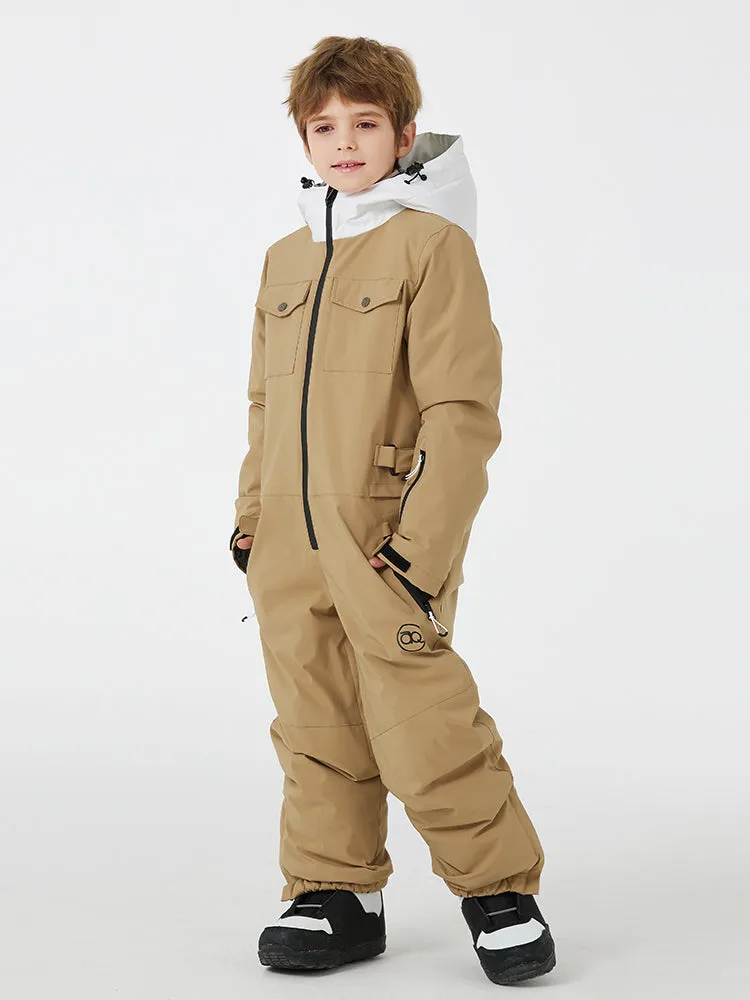 Kid's Unisex One Piece Snow Suits Half-zip Snow Jumpsuits